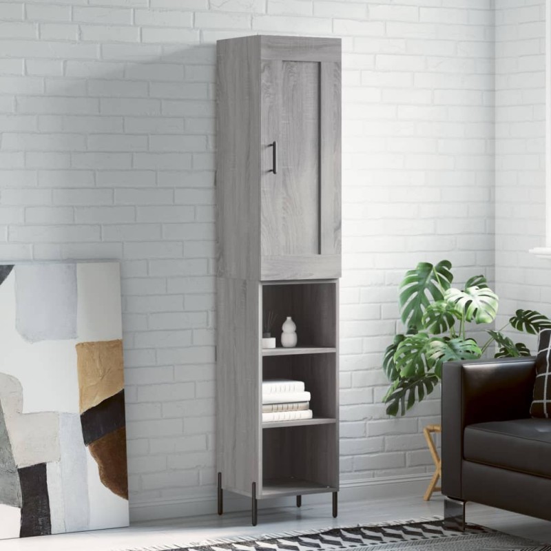 vidaXL Aparador alto madera contrachapada gris Sonoma 34,5x34x180 cm vidaXL Aparador alto madera contrachapada gris Sonoma 34,5x34x180 cm