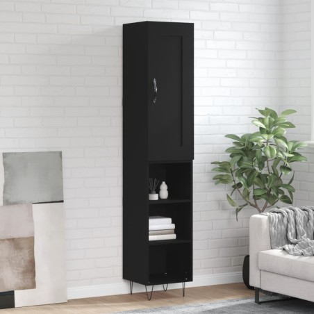 vidaXL Aparador de madera contrachapada negro 34,5x34x180 cm