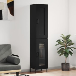 vidaXL Aparador de madera contrachapada negro 34,5x34x180 cm