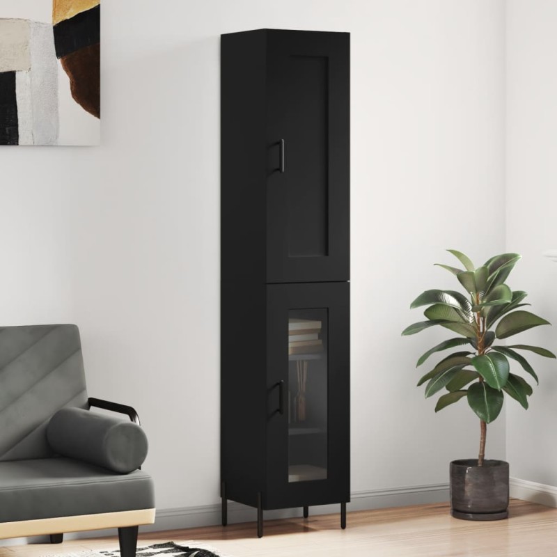 vidaXL Aparador de madera contrachapada negro 34,5x34x180 cm vidaXL Aparador de madera contrachapada negro 34,5x34x180 cm