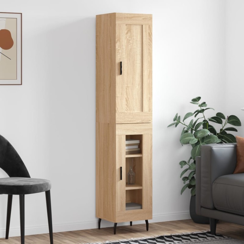 vidaXL Aparador de madera contrachapada roble Sonoma 34,5x34x180 cm vidaXL Aparador de madera contrachapada roble Sonoma 34,5x34x180 cm