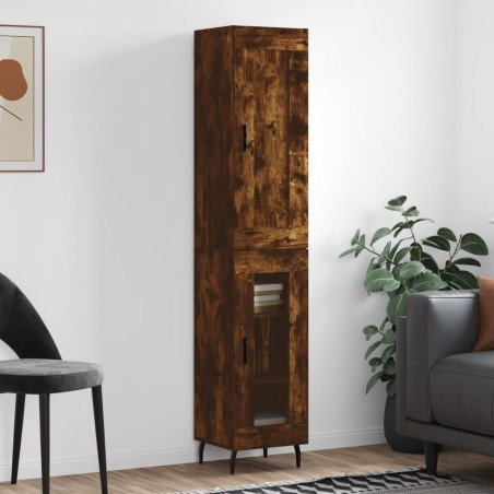 vidaXL Aparador de madera contrachapada roble ahumado 34,5x34x180 cm