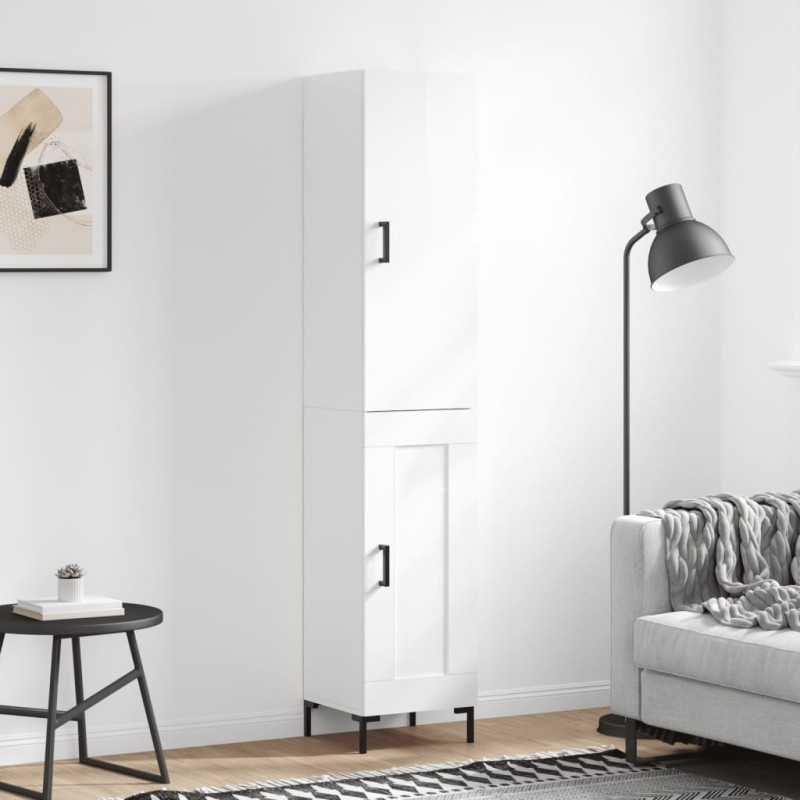 vidaXL Aparador alto madera contrachapada blanco brillo 34,5x34x180 cm vidaXL Aparador alto madera contrachapada blanco brillo 34,5x34x180 cm