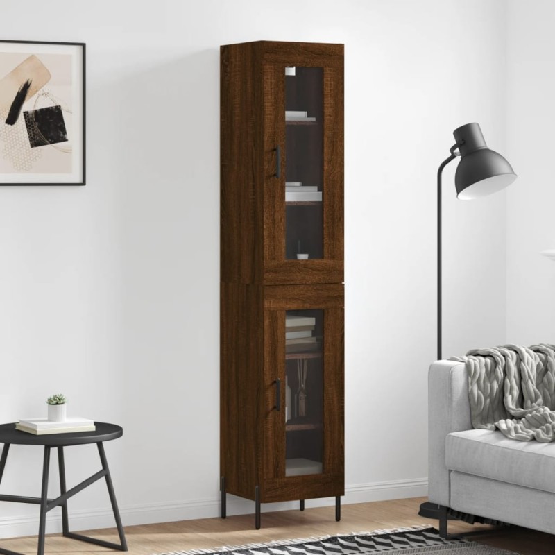 vidaXL Aparador alto madera contrachapada roble marrón 34,5x34x180 cm vidaXL Aparador alto madera contrachapada roble marrón 34,5x34x180 cm