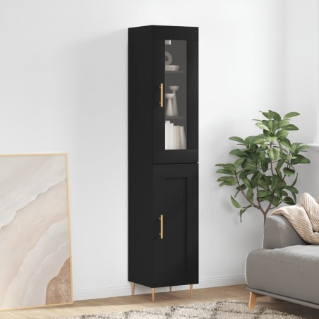 vidaXL Aparador de madera contrachapada negro 34,5x34x180 cm