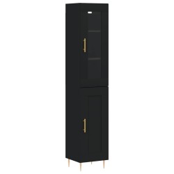 vidaXL Aparador de madera contrachapada negro 34,5x34x180 cm