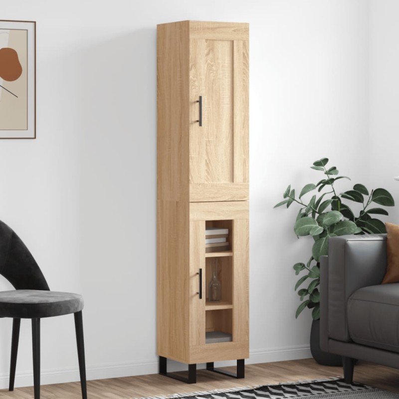 vidaXL Aparador de madera contrachapada roble Sonoma 34,5x34x180 cm vidaXL Aparador de madera contrachapada roble Sonoma 34,5x34x180 cm