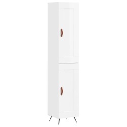 vidaXL Aparador alto madera contrachapada blanco brillo 34,5x34x180 cm