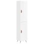 vidaXL Aparador alto madera contrachapada blanco brillo 34,5x34x180 cm