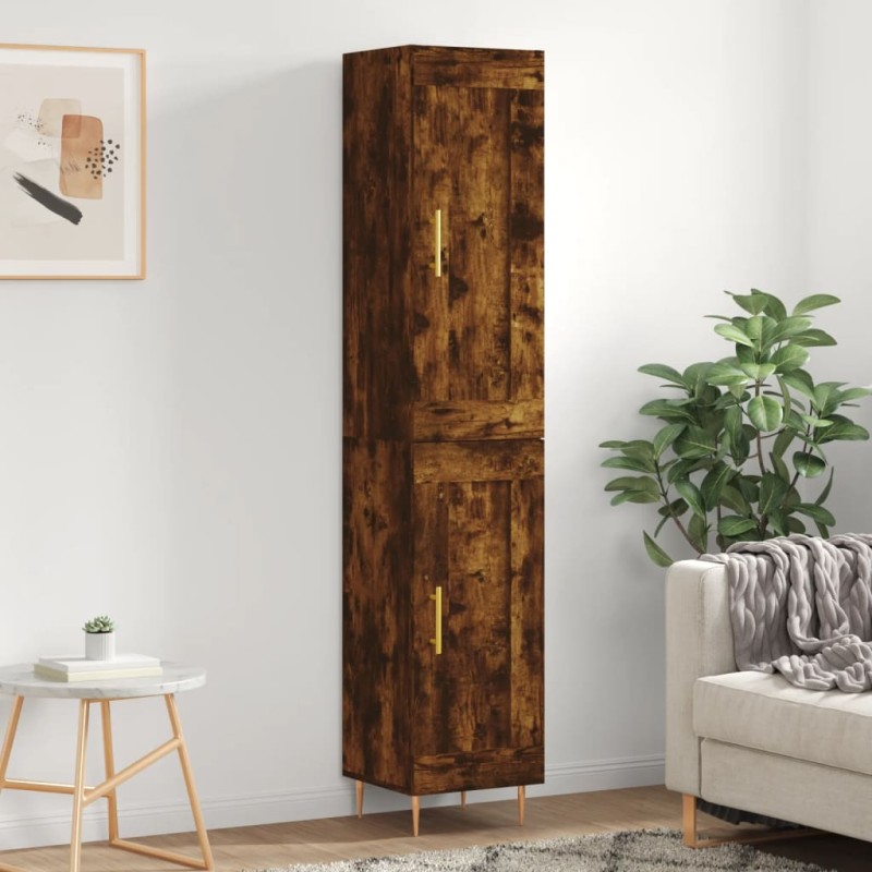vidaXL Aparador de madera contrachapada roble ahumado 34,5x34x180 cm vidaXL Aparador de madera contrachapada roble ahumado 34,5x34x180 cm