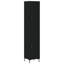 vidaXL Aparador de madera contrachapada negro 34,5x34x180 cm
