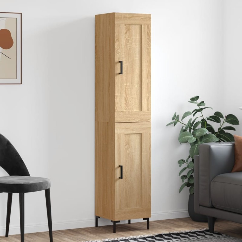 vidaXL Aparador de madera contrachapada roble Sonoma 34,5x34x180 cm vidaXL Aparador de madera contrachapada roble Sonoma 34,5x34x180 cm