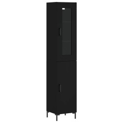 vidaXL Aparador de madera contrachapada negro 34,5x34x180 cm
