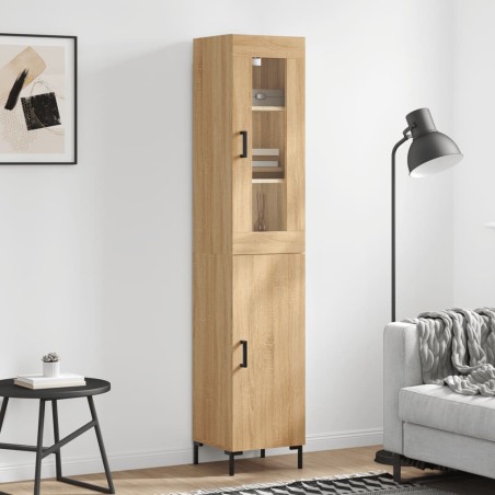 vidaXL Aparador de madera contrachapada roble Sonoma 34,5x34x180 cm
