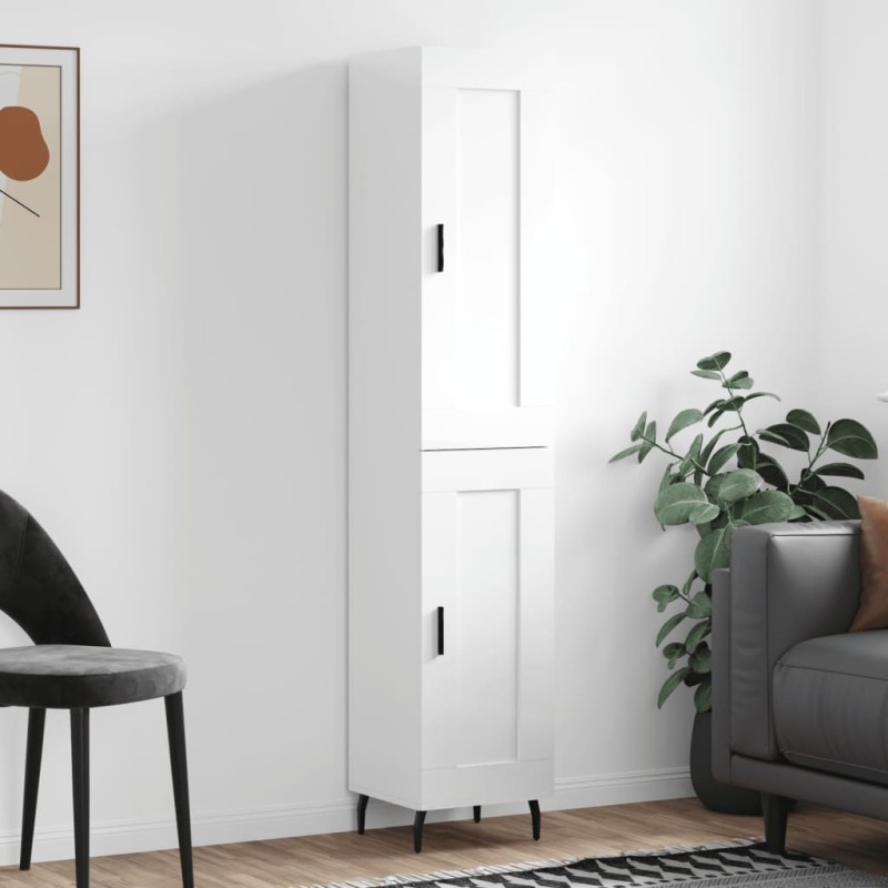 vidaXL Aparador alto madera contrachapada blanco brillo 34,5x34x180 cm vidaXL Aparador alto madera contrachapada blanco brillo 34,5x34x180 cm