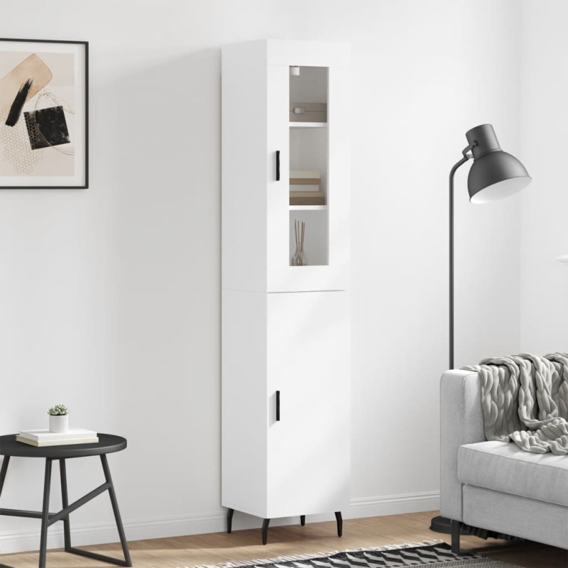 vidaXL Aparador alto madera contrachapada blanco 34,5x34x180 cm vidaXL Aparador alto madera contrachapada blanco 34,5x34x180 cm