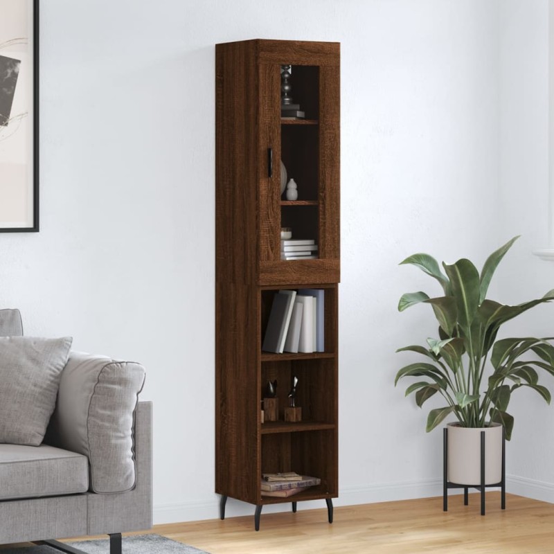 vidaXL Aparador alto madera contrachapada roble marrón 34,5x34x180 cm vidaXL Aparador alto madera contrachapada roble marrón 34,5x34x180 cm