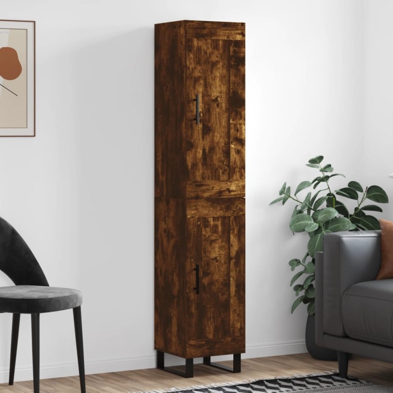 vidaXL Aparador de madera contrachapada roble ahumado 34,5x34x180 cm vidaXL Aparador de madera contrachapada roble ahumado 34,5x34x180 cm