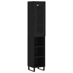 vidaXL Aparador de madera contrachapada negro 34,5x34x180 cm
