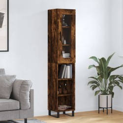 vidaXL Aparador de madera contrachapada roble ahumado 34,5x34x180 cm
