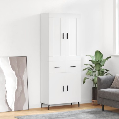 vidaXL Aparador alto madera contrachapada blanco 69,5x34x180 cm