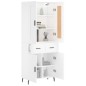 vidaXL Aparador alto madera contrachapada blanco 69,5x34x180 cm