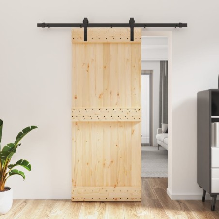 vidaXL Puerta corredera con herrajes madera maciza de pino 85x210 cm