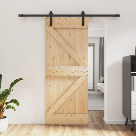 vidaXL Puerta corredera con herrajes madera maciza de pino 85x210 cm