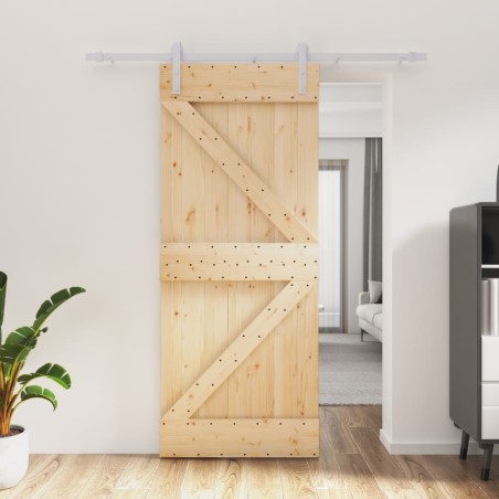 vidaXL Puerta corredera con herrajes madera maciza de pino 85x210 cm
