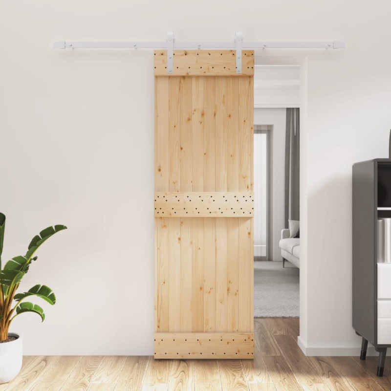 vidaXL Puerta corredera con herrajes madera maciza de pino 70x210 cm