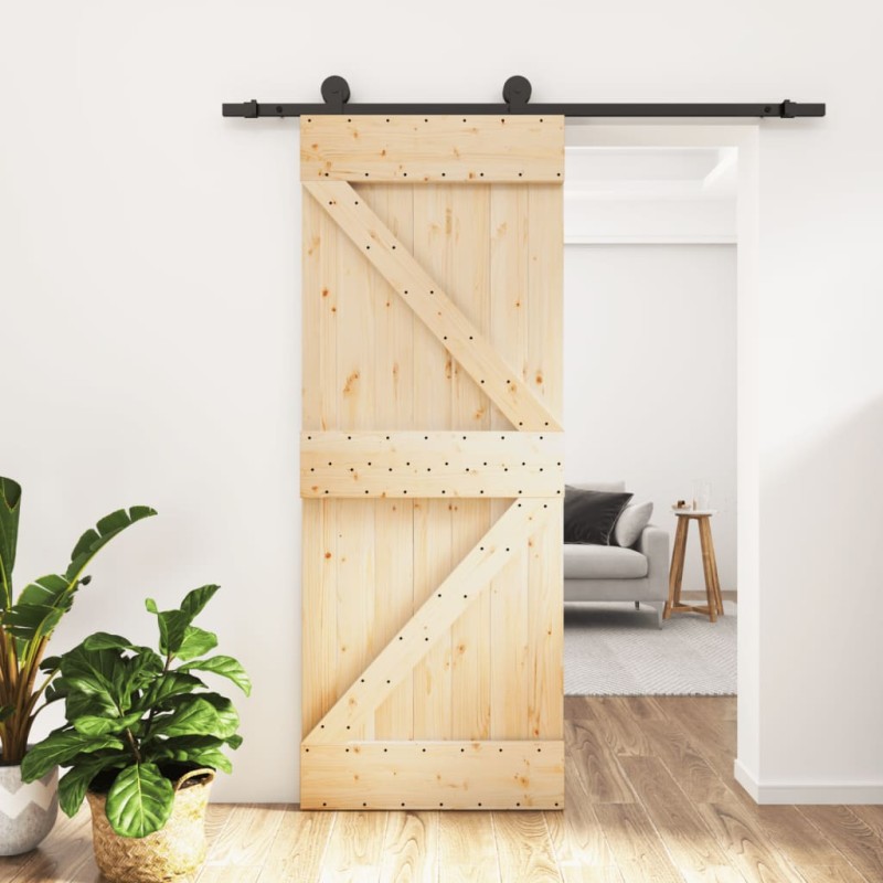 vidaXL Puerta corredera con herrajes madera maciza de pino 85x210 cm vidaXL Puerta corredera con herrajes madera maciza de pino 85x210 cm