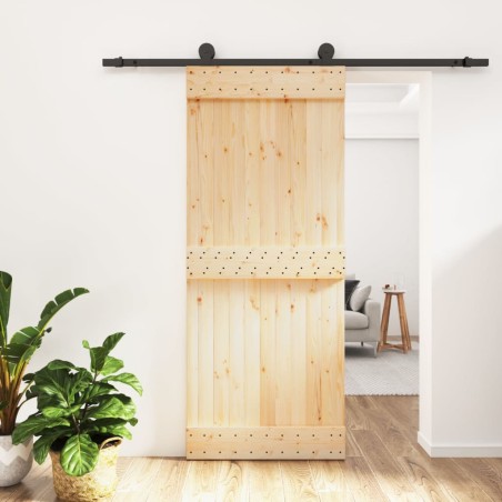 vidaXL Puerta corredera con herrajes madera maciza de pino 85x210 cm