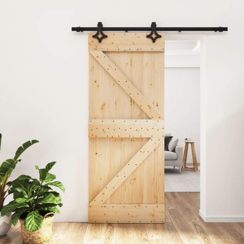 vidaXL Puerta corredera con herrajes madera maciza de pino 85x210 cm
