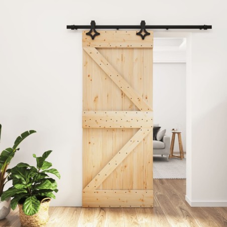 vidaXL Puerta corredera con herrajes madera maciza de pino 85x210 cm