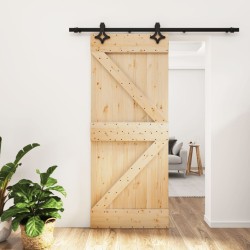 vidaXL Puerta corredera con herrajes madera maciza de pino 85x210 cm
