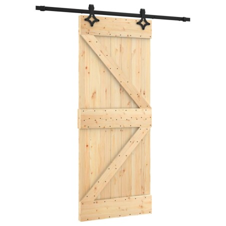 vidaXL Puerta corredera con herrajes madera maciza de pino 85x210 cm
