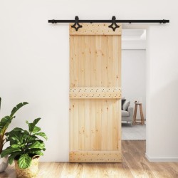 vidaXL Puerta corredera con herrajes madera maciza de pino 80x210 cm