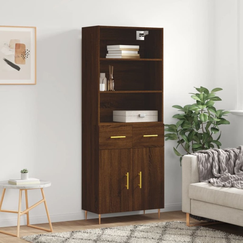vidaXL Aparador alto madera contrachapada marrón roble 69,5x34x180 cm vidaXL Aparador alto madera contrachapada marrón roble 69,5x34x180 cm