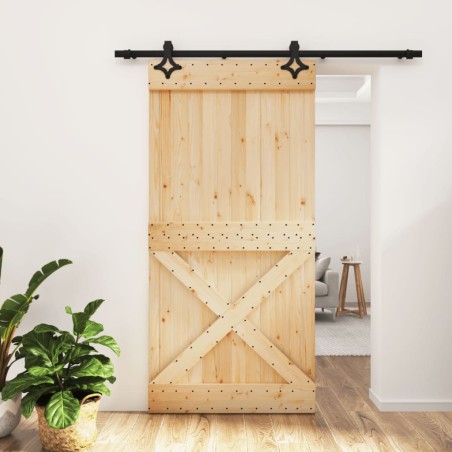 vidaXL Puerta corredera con herrajes madera maciza de pino 100x210 cm