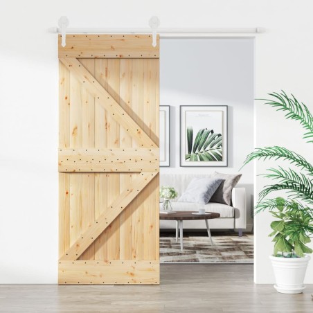 vidaXL Puerta corredera con herrajes madera maciza de pino 85x210 cm