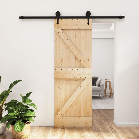 vidaXL Puerta corredera con herrajes madera maciza de pino 70x210 cm