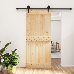 vidaXL Puerta corredera con herrajes madera maciza de pino 90x210 cm