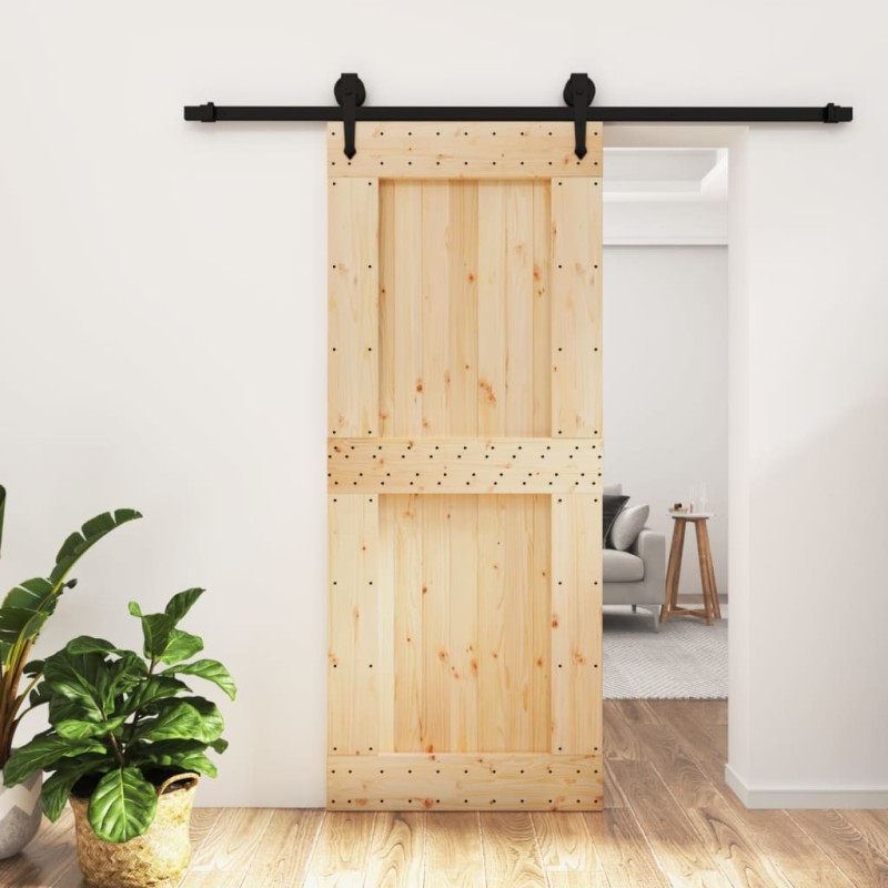 vidaXL Puerta corredera con herrajes madera maciza de pino 85x210 cm vidaXL Puerta corredera con herrajes madera maciza de pino 85x210 cm