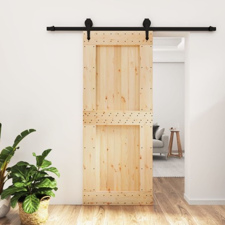 vidaXL Puerta corredera con herrajes madera maciza de pino 85x210 cm