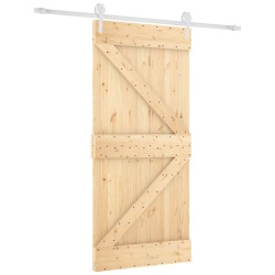 vidaXL Puerta corredera con herrajes madera maciza de pino 95x210 cm