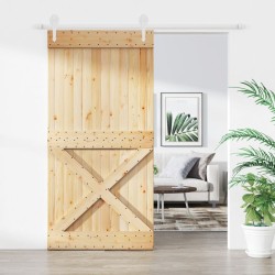 vidaXL Puerta corredera con herrajes madera maciza de pino 100x210 cm
