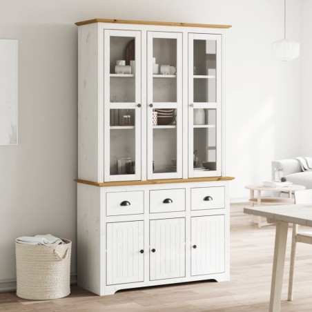 vidaXL Aparador alto BODO madera pino blanco marrón 115,5x43x200,5 cm
