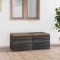 vidaXL Otomanas de palets de jardín 2 pzas cojines madera maciza pino vidaXL Otomanas de palets de jardín 2 pzas cojines madera maciza pino