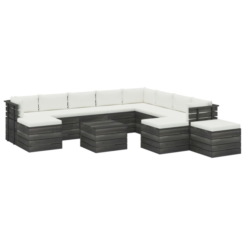 vidaXL Muebles de palets de jardín 12 pzas cojines madera maciza pino vidaXL Muebles de palets de jardín 12 pzas cojines madera maciza pino