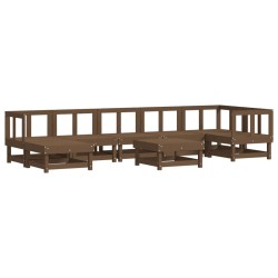 vidaXL Juego muebles de jardín 8 pzas madera maciza pino marrón miel